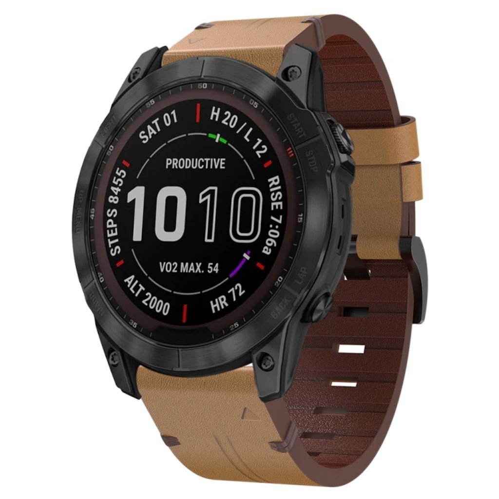 Garmin Instinct 2X Solar Urrem i læder med stålspænde - Brun