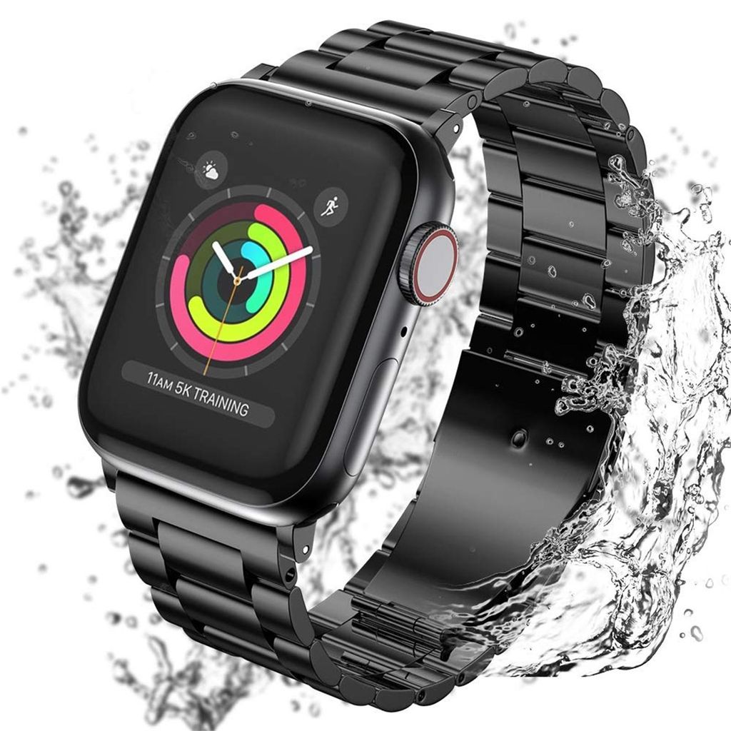 Apple Watch 49/46/45/44/42mm Ruostumattomasta Teräksestä Kellonranneke - Musta