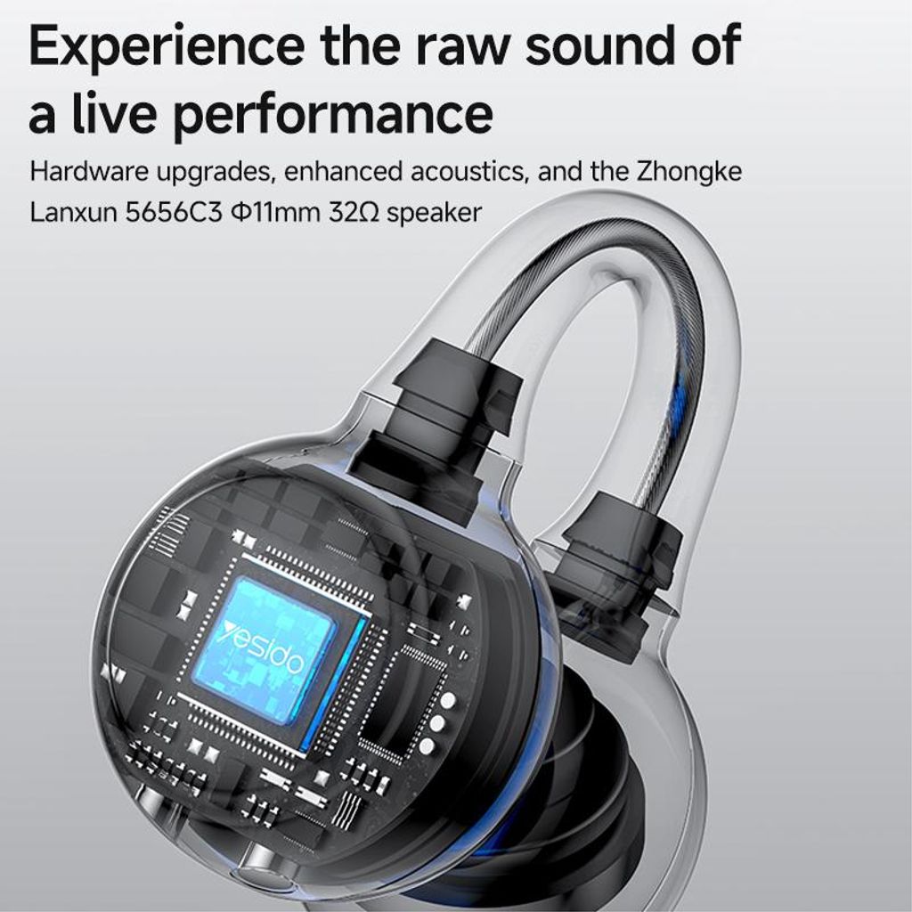 Yesido YSP31 Clip-on avoimet korvakuulokkeet OWS langattomat Bluetooth-kuulokkeet - musta