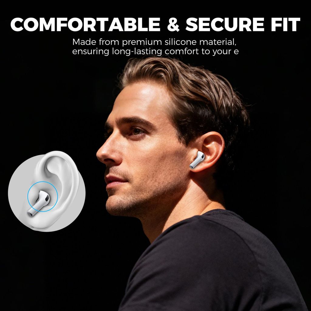 XDcase AirPods Pro 3 silikonøretupper + rengjøringsbørste, 4 par – svart