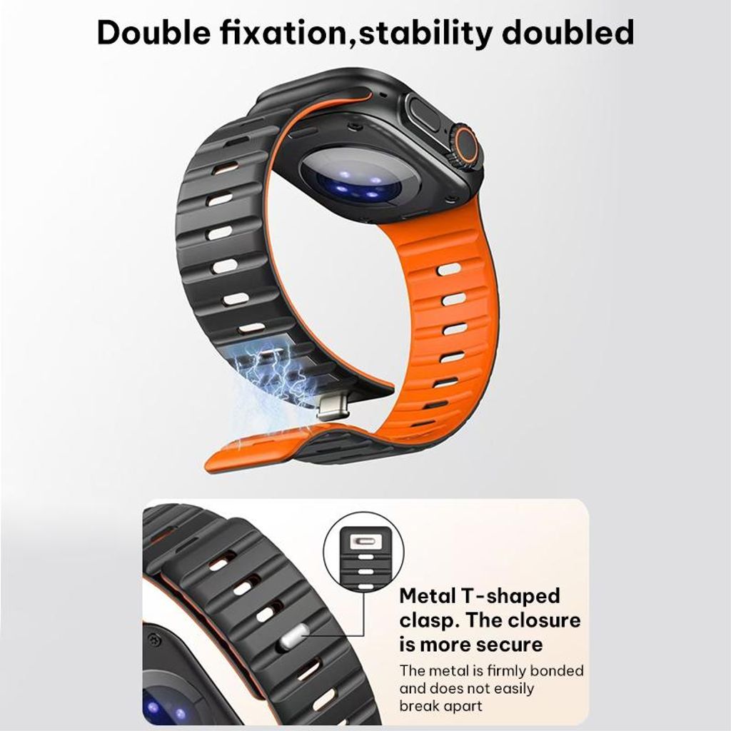 Apple Watch 42/44/45/46/49 mm kellonranneke silikonimagneetilla – musta