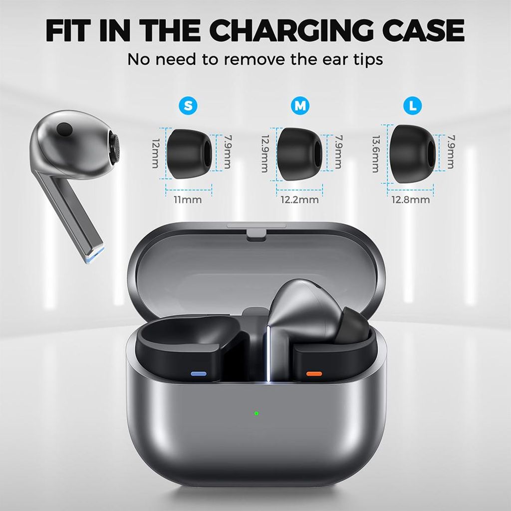 XDcase Samsung Galaxy Buds3 Pro Memory Foam-ørepropper, 4 par – Grå