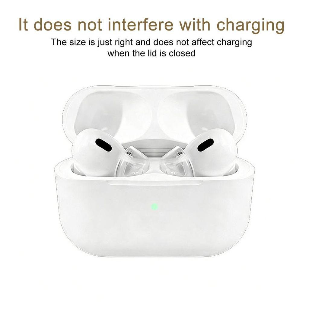AirPods Pro/Pro 2 Silikonøretupper + Rengjøringsbørste, 4 Par - Gjennomsiktige