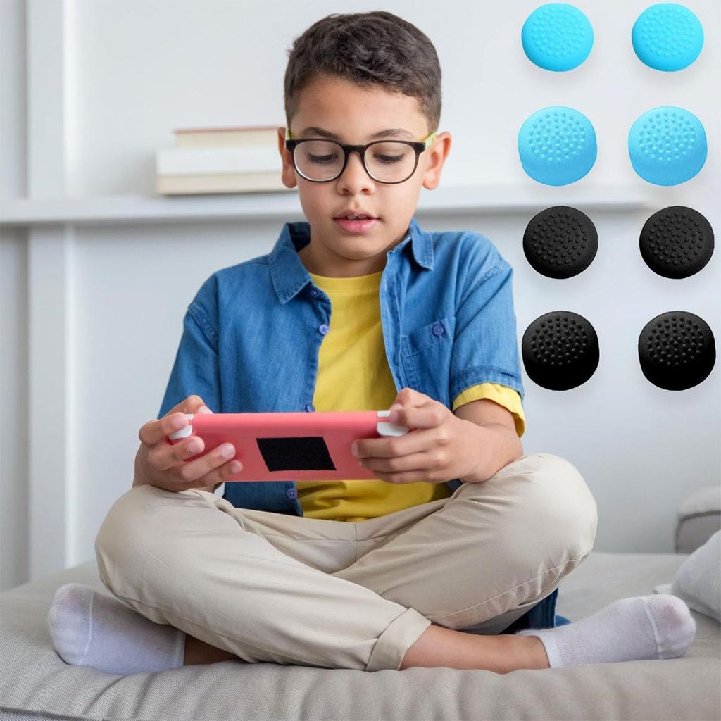 XDcase Nintendo Switch 2 JoyCon tommelstikk-hetter i silikon, 4-pakning – oransje/blå