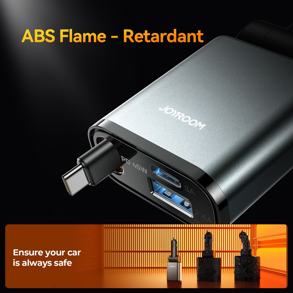 Joyroom JR-CL22A 3-i-1 billader 60W med uttrekkbar USB-C-kabel