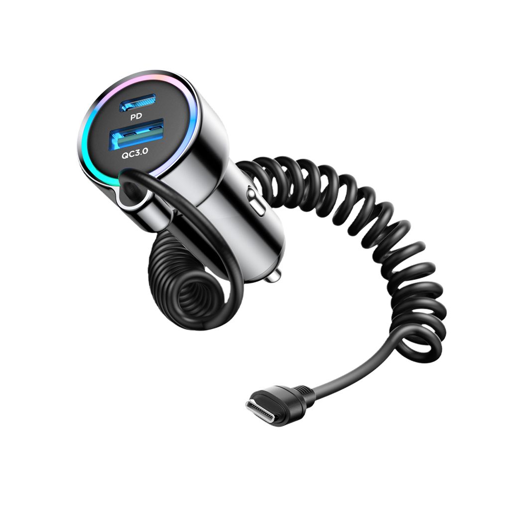 Joyroom JR-CL07 3-i-1 90W billaddare USB-C/USB-A portar med USB-C kabel – svart