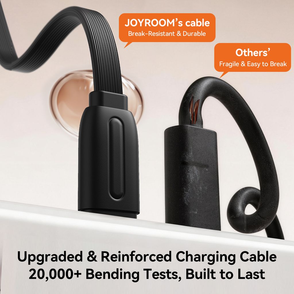 Joyroom JR-L012 Ultra powerbank 20000mAh met USB-C/Lightning-kabels - Abrikoos
