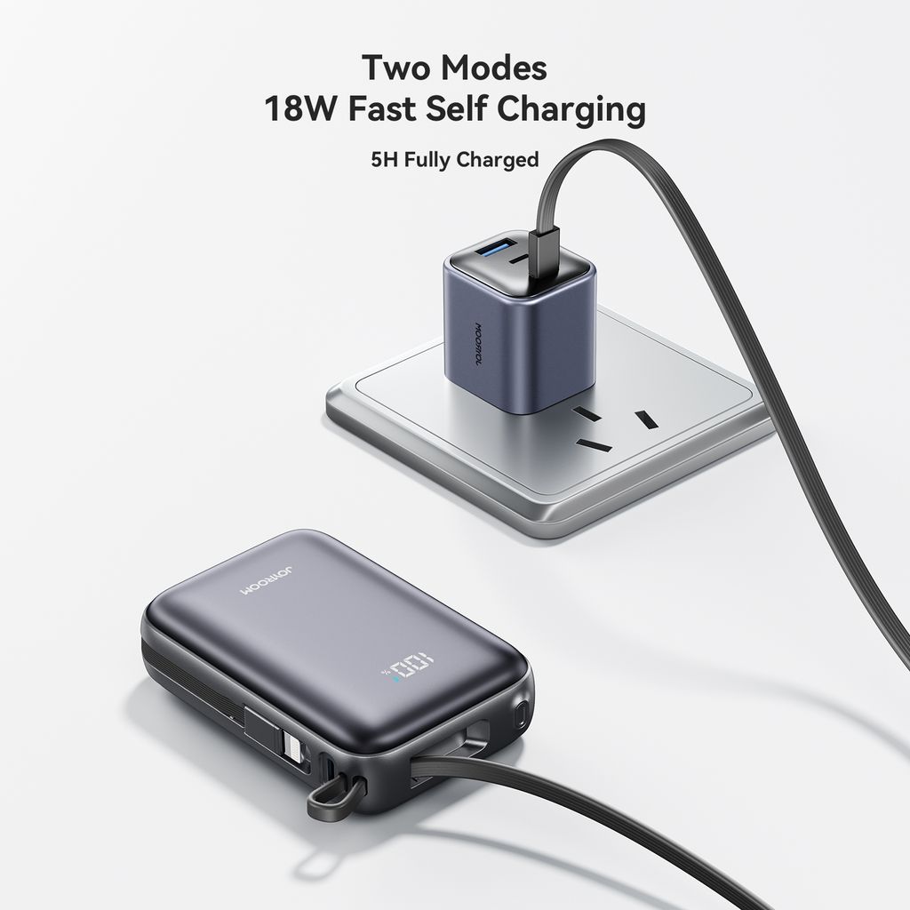 Joyroom JR-PBF29 Mini-Powerbank 20000mAh 22,5W mit zwei Kabeln – weiß