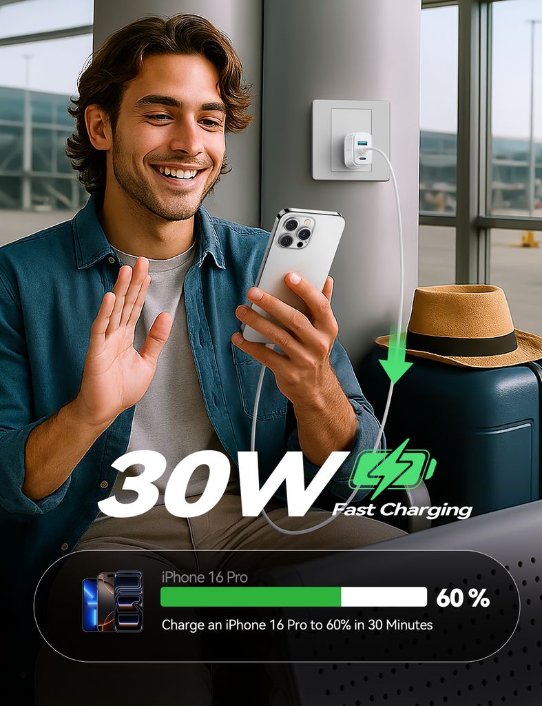 Joyroom JR-TG6 PD 30W Snabbladdare - Vit