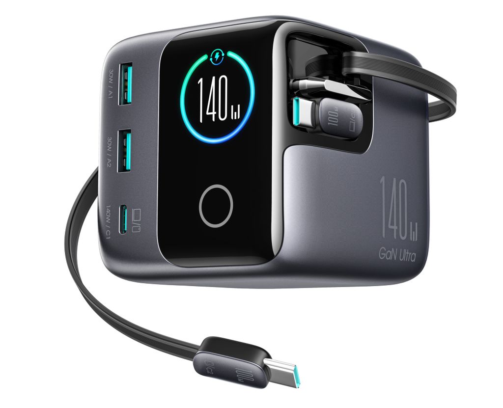 JOYROOM PODIX JR-TRD01 140W 5-in-1 GaN-latausasema - Harmaa