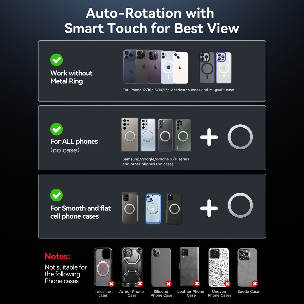 Joyroom JR-ZS506 magnetisk trådlös billaddare / telefonhållare – svart
