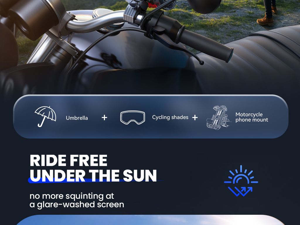 Joyroom JR-ZS526 Telefonholder med Solskærm til Motorcykelstyr – Sort