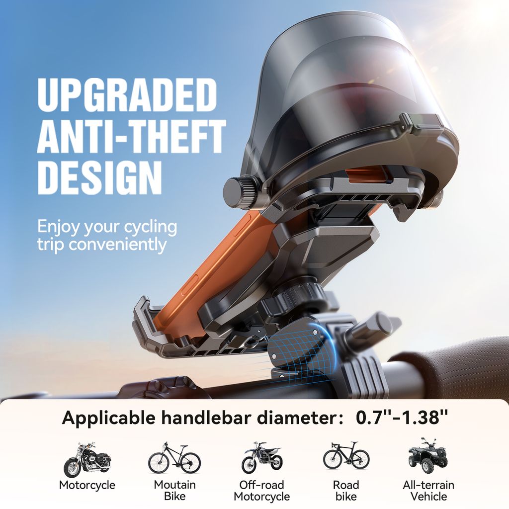 Joyroom JR-ZS528 telefonholder på styret med solskærm - sort