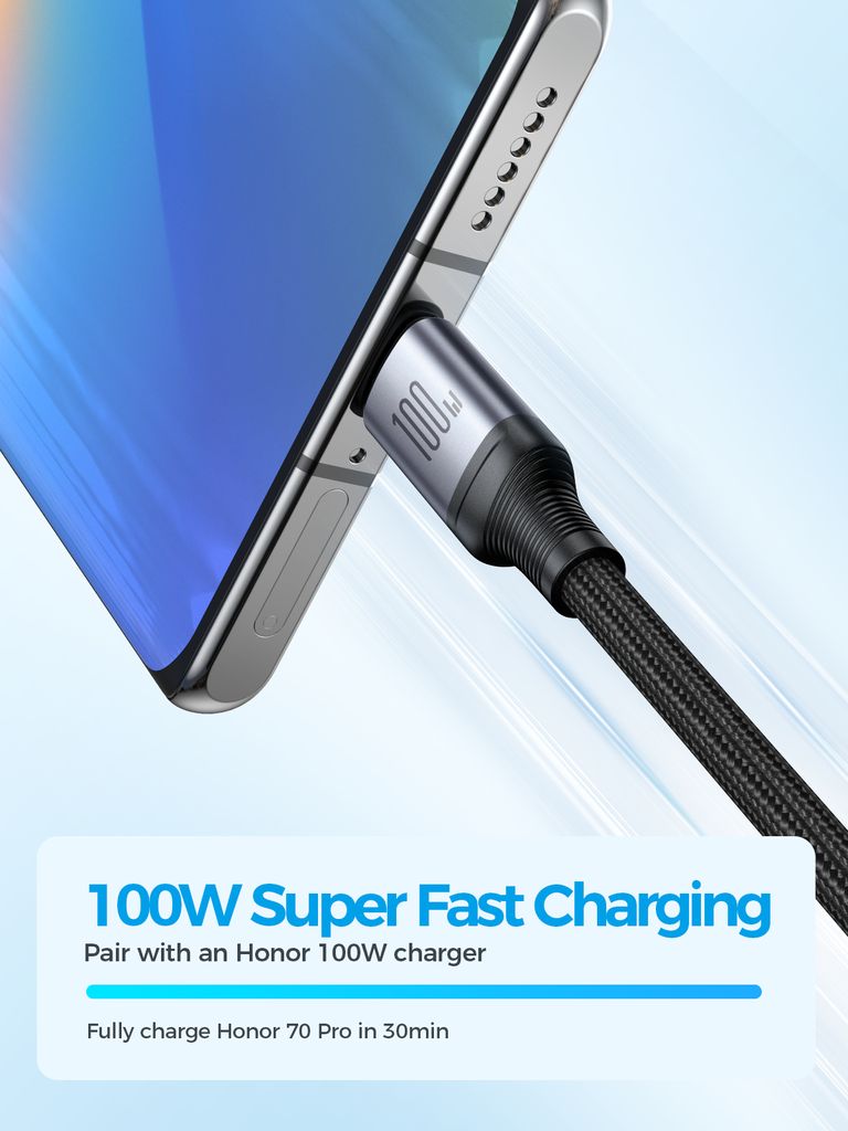 Joyroom 3-in-1 USB-A - Lightning, USB-C, Micro-USB, 100W, 1.2m - Musta