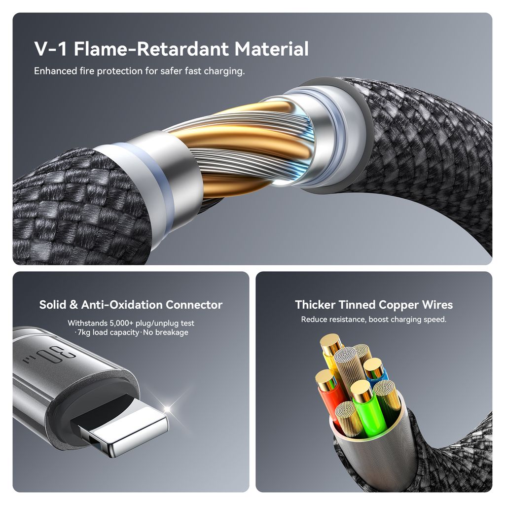 Joyroom S-A57 RapidX-serien hurtigladekabel USB-C til USB-C/Lightning – grå