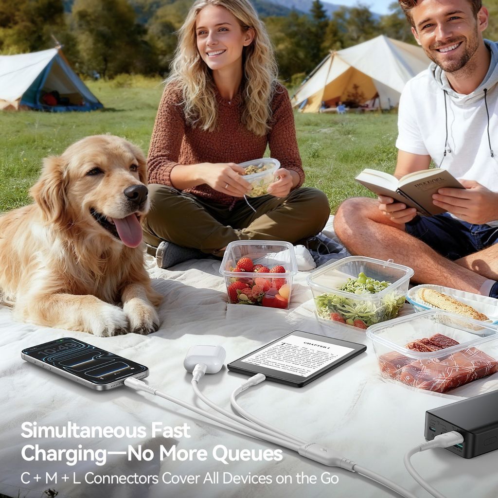 Joyroom S-A61 OmniGo-serien 3-i-1 USB-A-ladekabel USB-C/Lightning/Micro – hvit