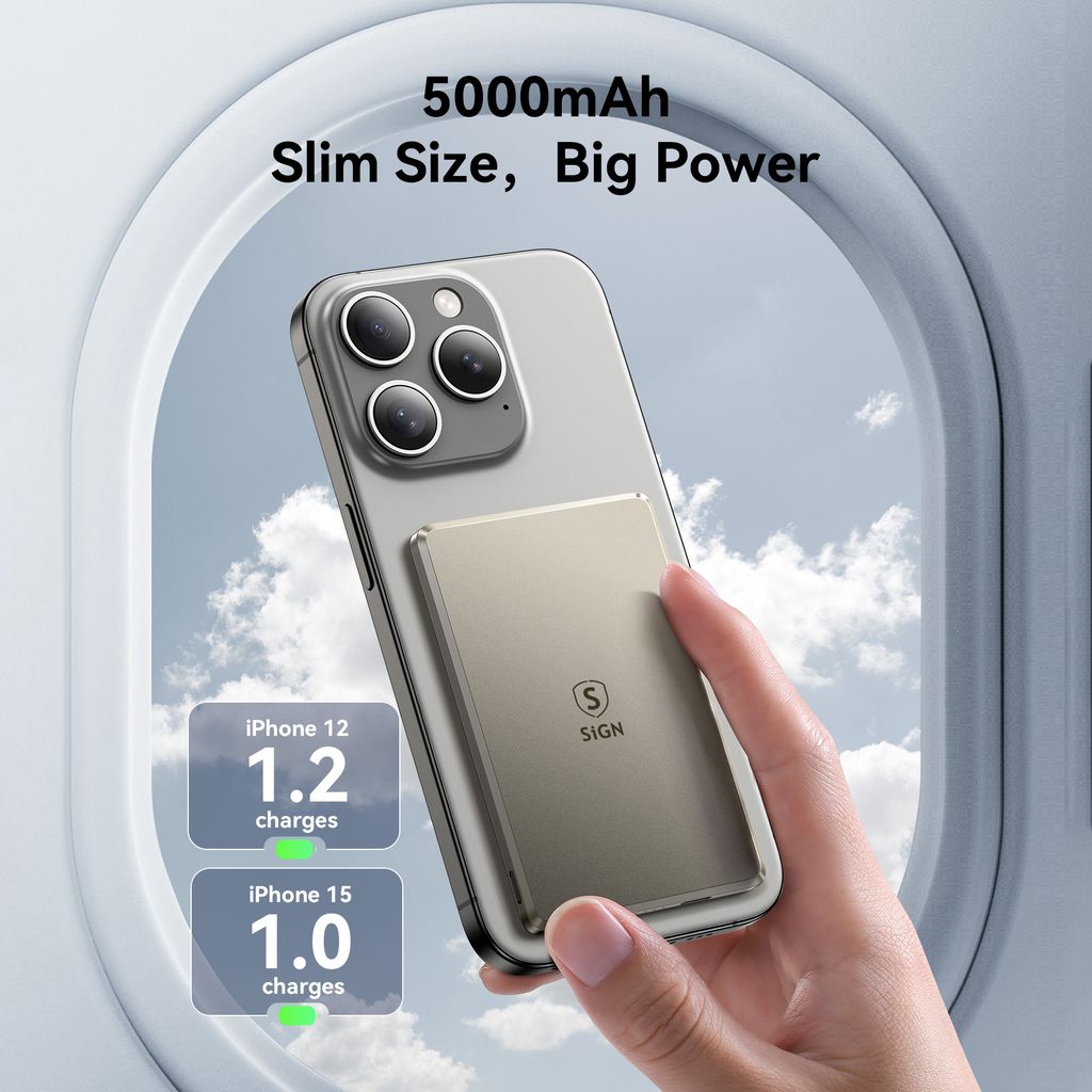 SiGN Magnetisk Trådlös Powerbank 5000mAh 20W Ultra Slim