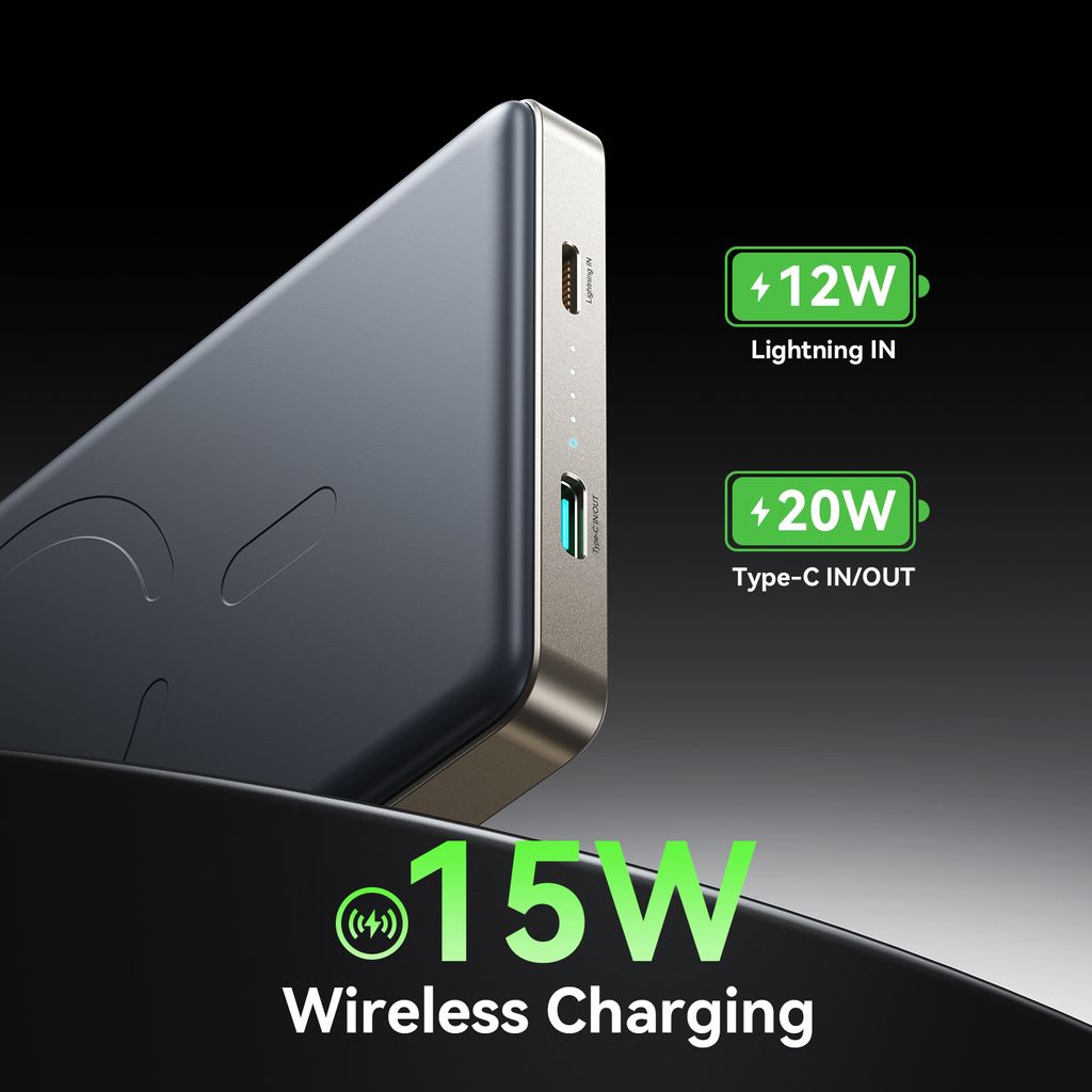 SiGN Ultratunn Magnetisk Powerbank 10000mAh, 20W - Titan