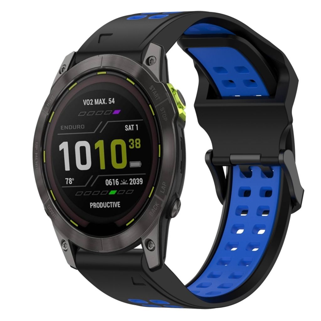 Garmin Enduro 3 Urrem i silikone tofarvet - Sort / Blå