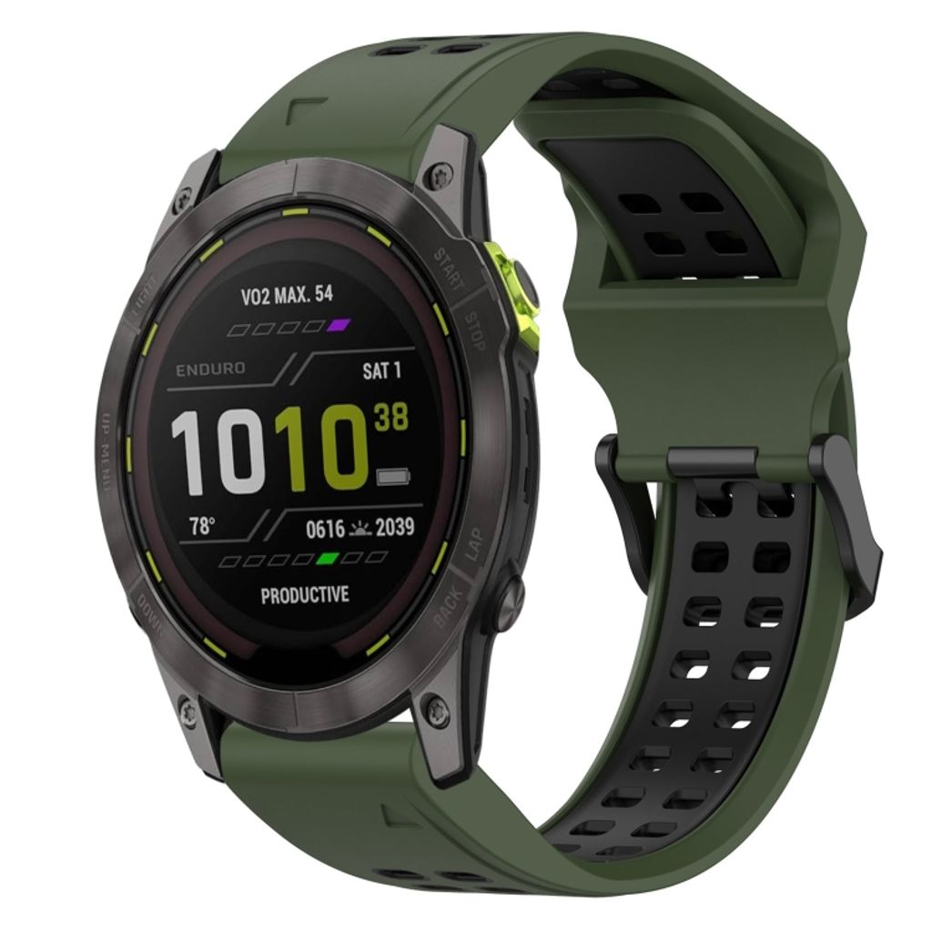 Garmin Enduro 3 Urrem i silikone tofarvet - Sort / Grøn