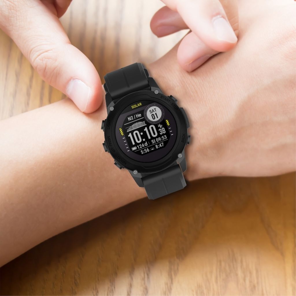 Garmin Descent G1 Solar Urrem i silikone ensfarvet - Sort