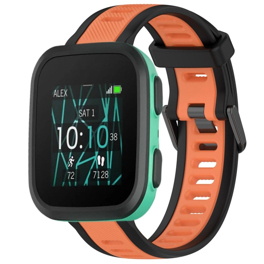 Garmin Bounce Urrem i tekstureret silikone tofarvet - Sort / Orange