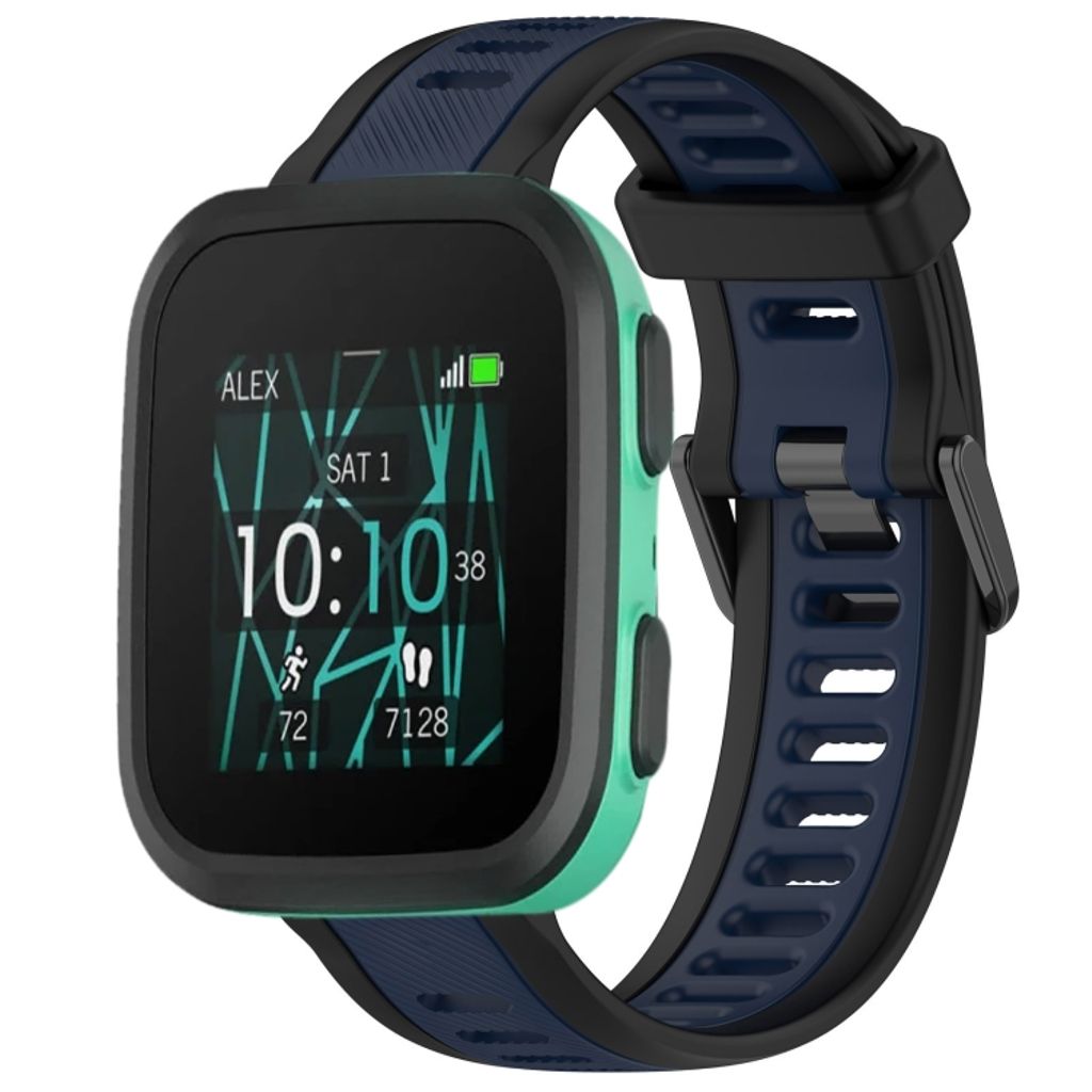Garmin Bounce Urrem i tekstureret silikone tofarvet - Sort / Blå