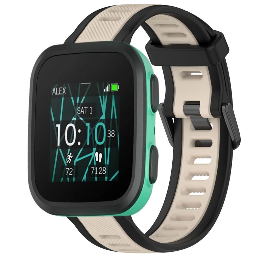 Garmin Bounce Urrem i tekstureret silikone tofarvet - Sort / Hvid