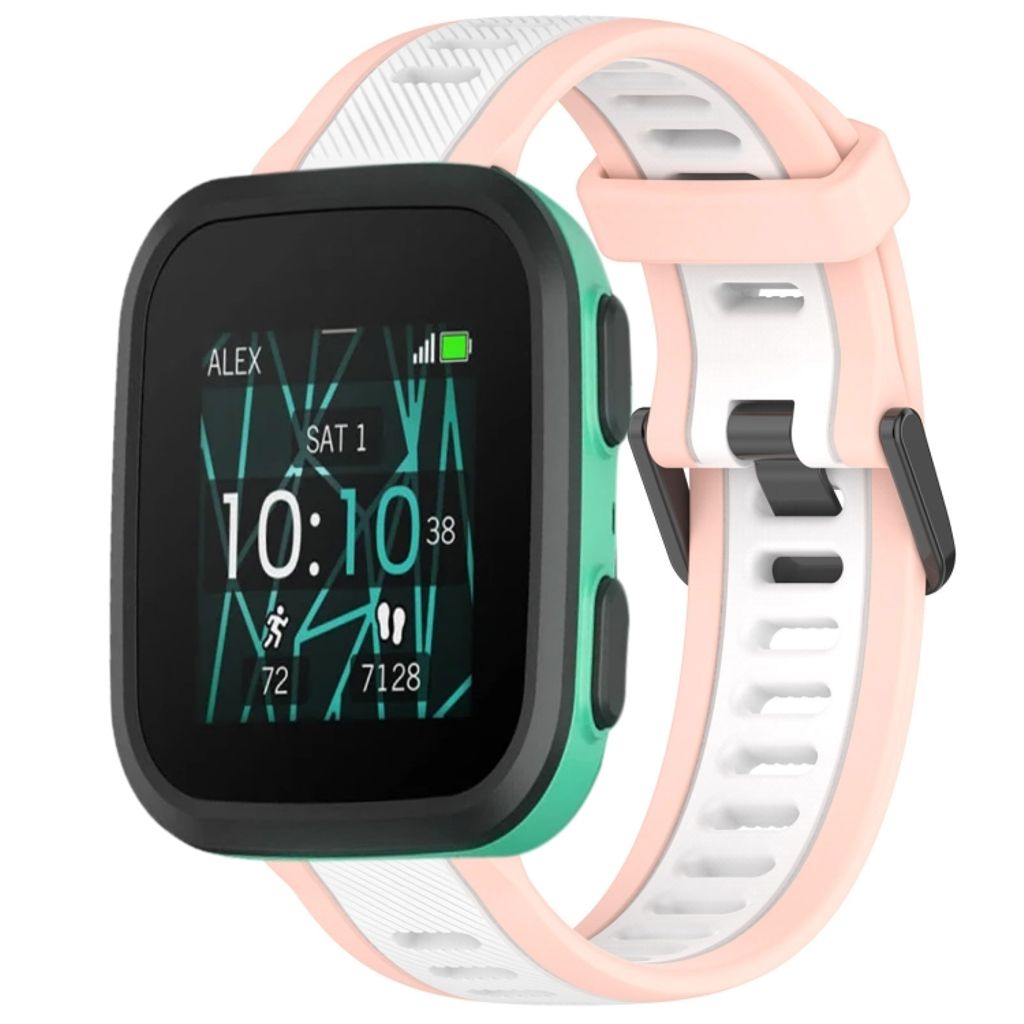 Garmin Bounce Urrem i tekstureret silikone tofarvet - Lyserød / Hvid
