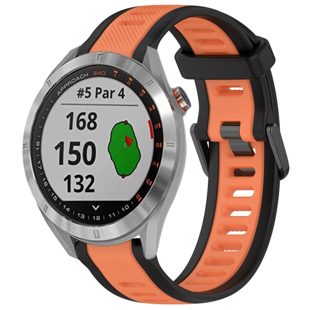 Garmin Approach S40 Urrem i tekstureret silikone tofarvet - Sort / Orange