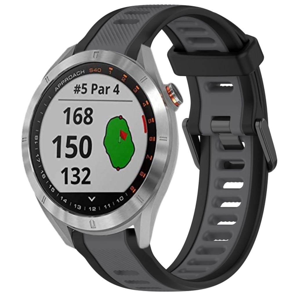 Garmin Approach S40 Urrem i tekstureret silikone tofarvet - Sort / Grå