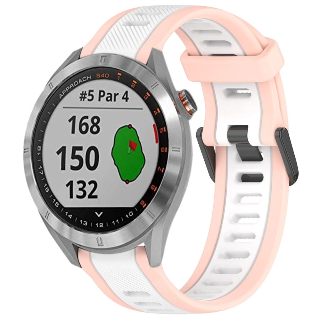 Garmin Approach S40 Urrem i tekstureret silikone tofarvet - Lyserød / Hvid