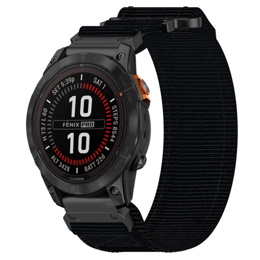 Garmin Fenix 7S Pro 42mm Kockarmband i nylon - Svart