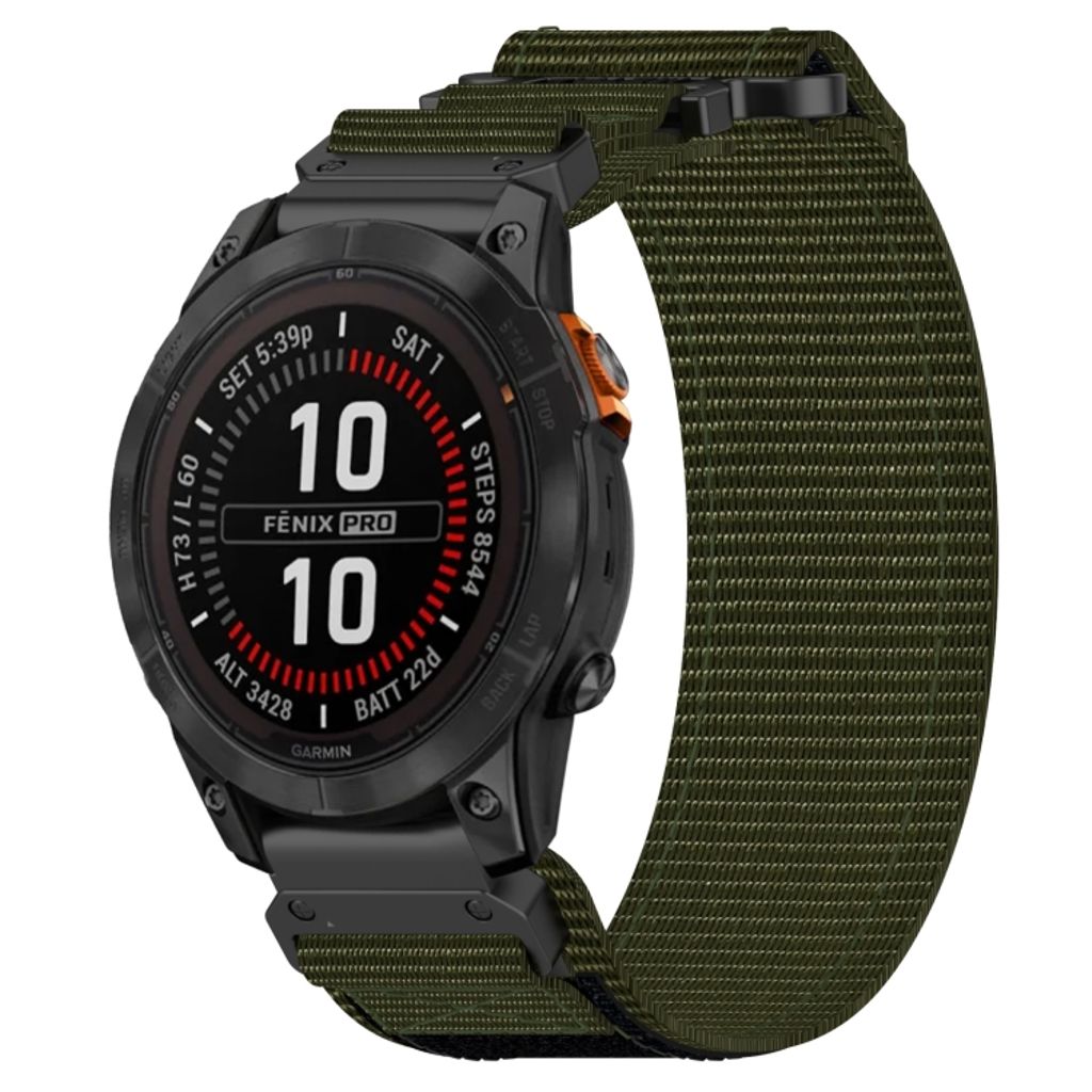 Garmin Fenix 7S Pro 42mm Kockarmband i nylon - Grön