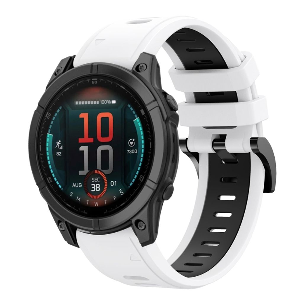 Garmin Fenix E 47mm Klokkereim i silikon tofarget - Svart / Hvit