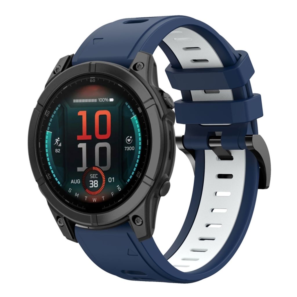 Garmin Fenix E 47mm Klokkereim i silikon tofarget - Blå / Hvit