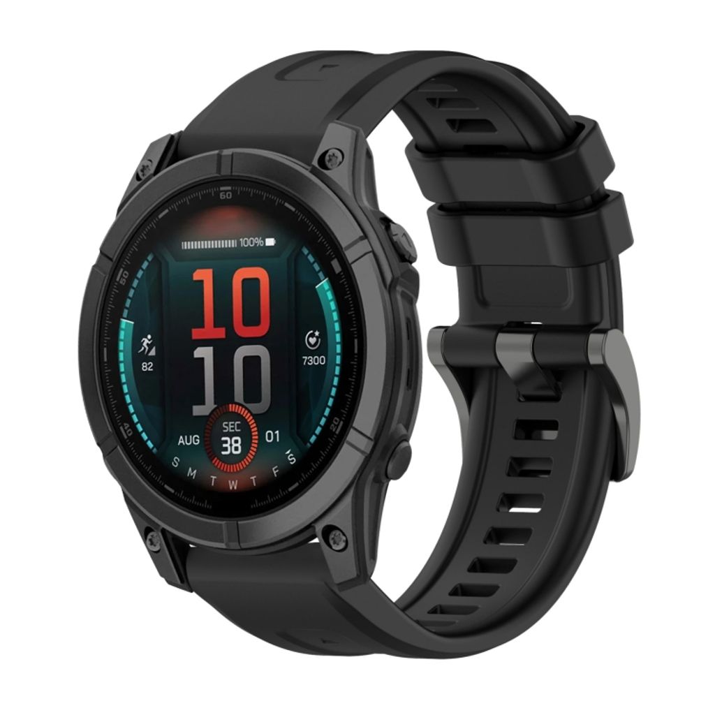 Garmin Fenix E 47mm Klokkereim i silikon ensfarget - Svart