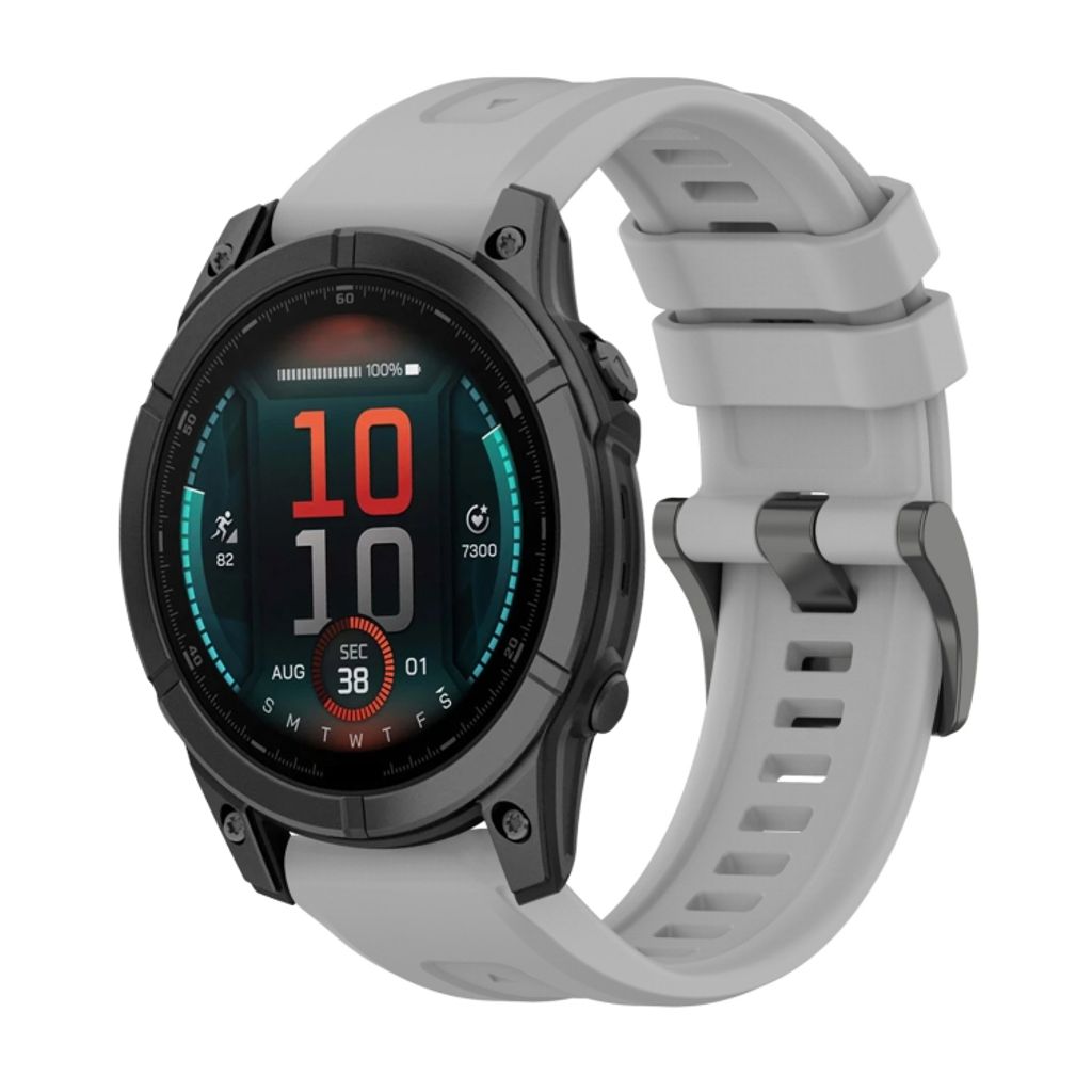 Garmin Fenix E 47mm Klokkereim i silikon ensfarget - Grå