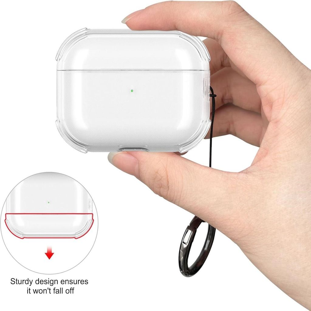 Skyddsfodral för AirPods Pro 3 – Transparent mjuk-TPU med ring och snöre