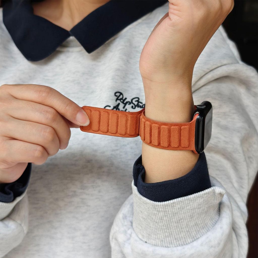 Apple Watch 49/46/45/44mm kellonranneke mokkanahka magneettinen - ruskea