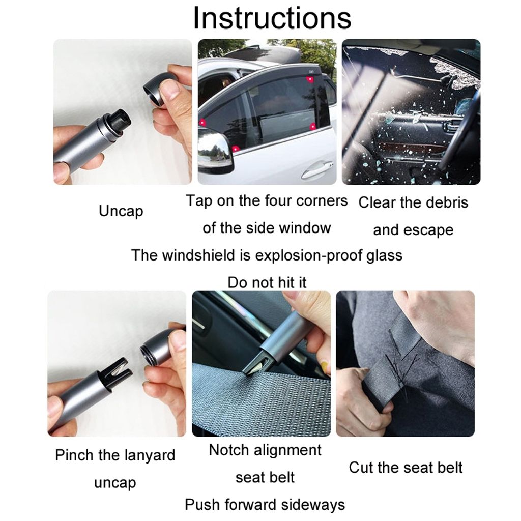 Bilsikkerhetshammer – Vindusbryter og sikkerhetsbeltekutter