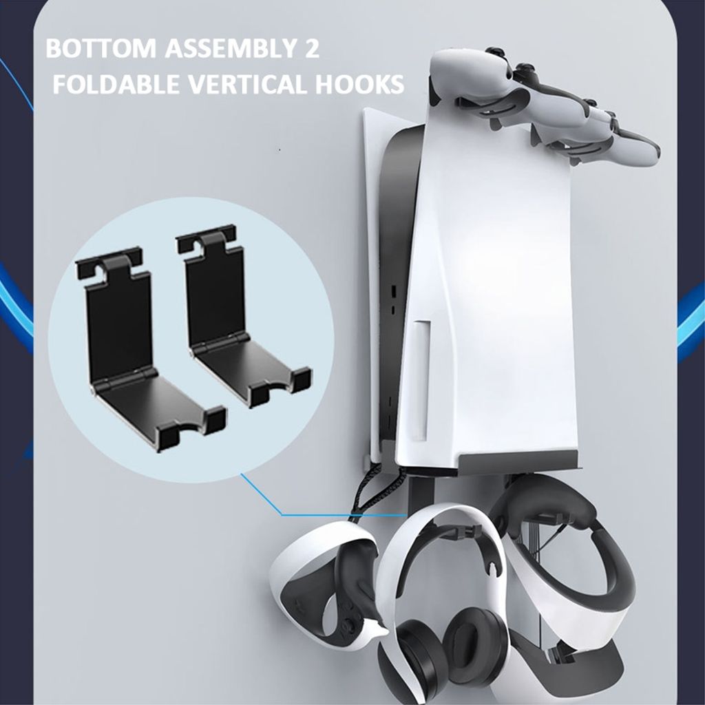 iPlay-seinäteline PlayStation 5:lle + lisävarusteille - musta