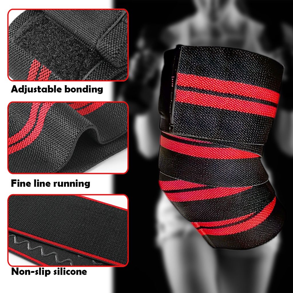 Kompressionsbandage til albue 120 x 8 cm – Sort/Blå