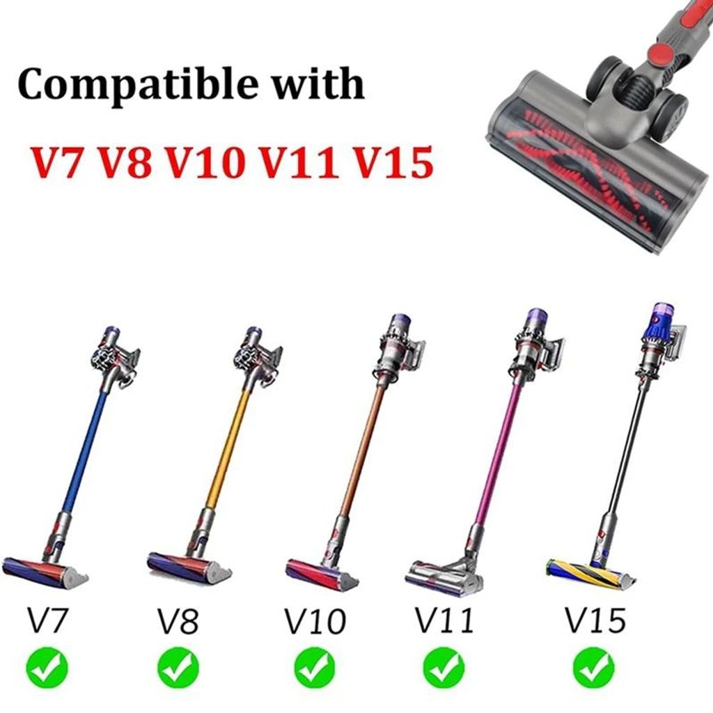Gulvbørste i karbonfiber med rullebørste til Dyson V7/V8/V10/V11/V15