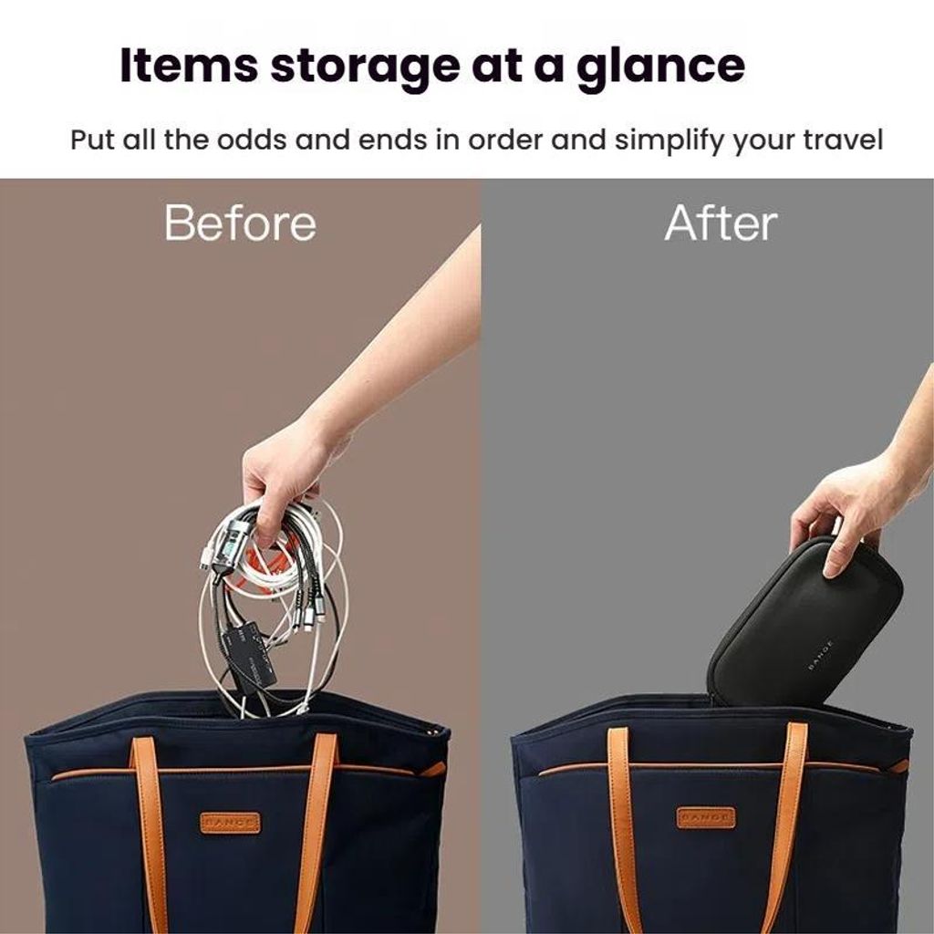 BANGE 3067 opbevaringstaske med flere rum til kabler og elektronik – Sort