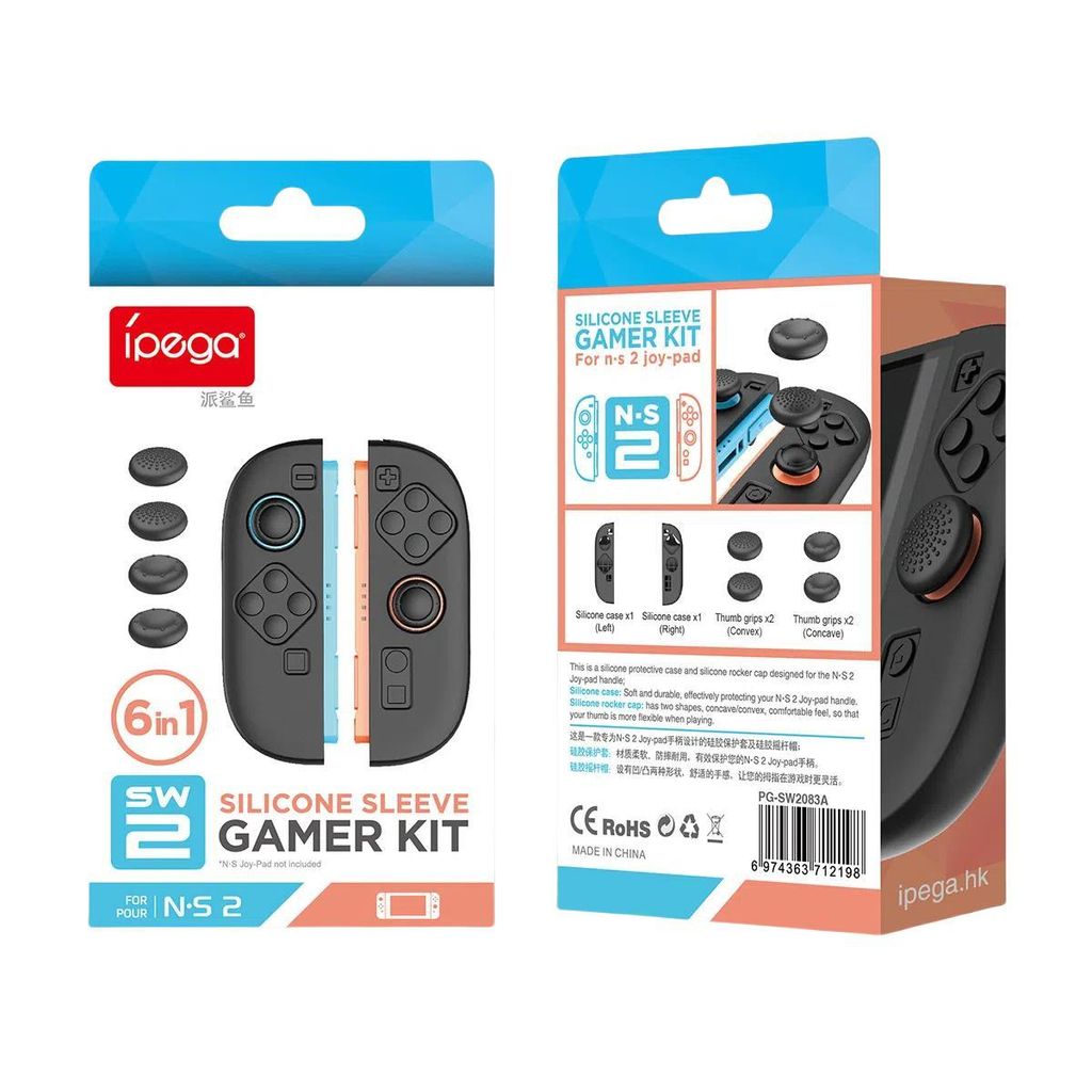 Silikonikotelo joystick-suojuksella Nintendo Switch 2 Joy-Conille - musta