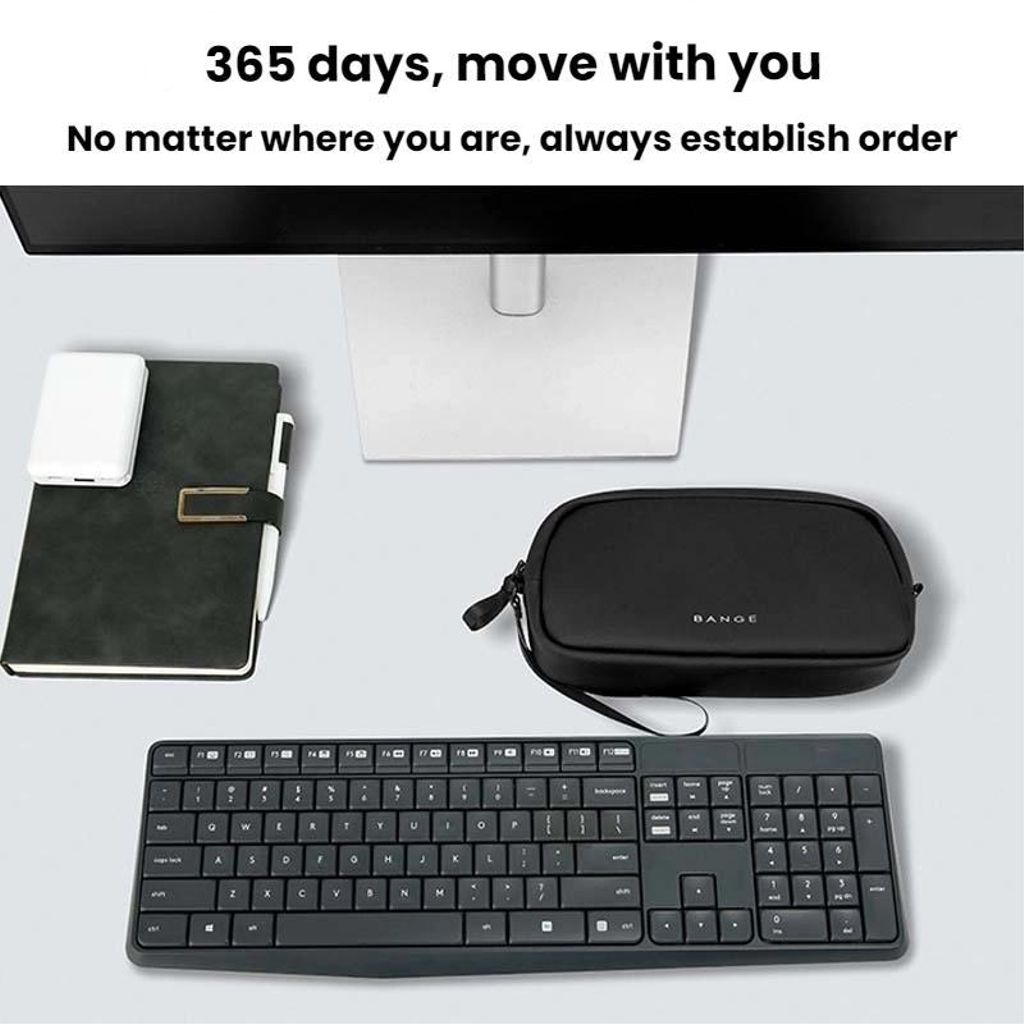 BANGE 3066 Lille opbevaringstaske til kabler, opladere og elektronik – Sort