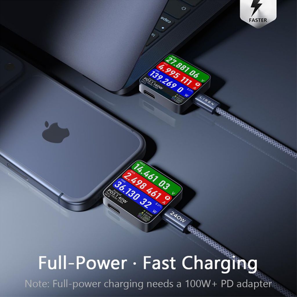 Lisen USB-C till USB-C-kabel 240W, 2m, 2-pack – Mörkblå