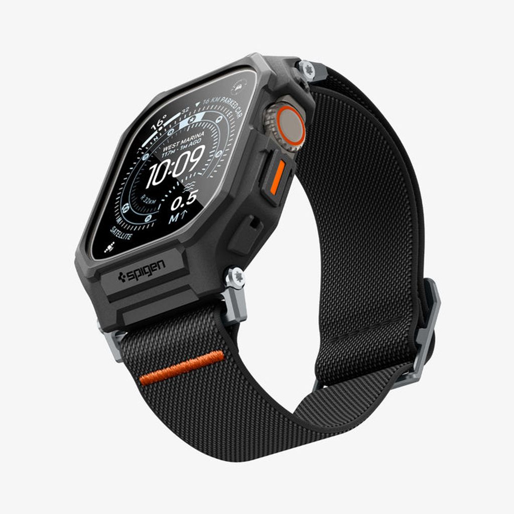 Spigen Apple Watch Ultra 4/3/2/1 49mm Kellonranneke & Kuori Lite Fit Pro näytönsuojalla  - Musta