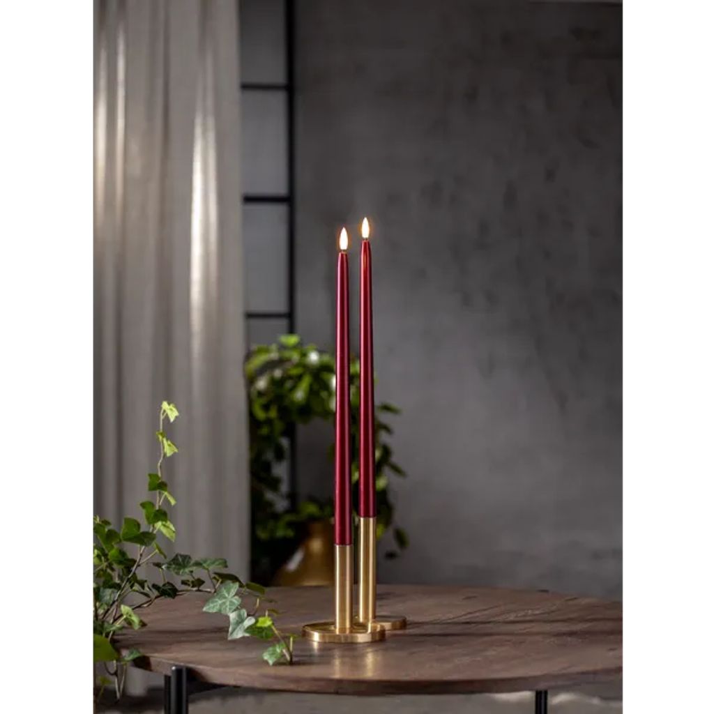 Star Trading LED-Antikkerze, 2er-Pack, Flamme Metal, 39 cm – Rot